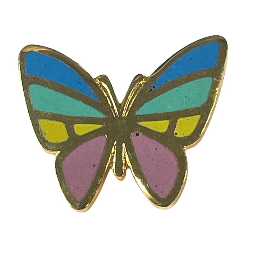 Butterfly Enamel Pin Brooch Multicolor Gold-Tone Metal Tiny